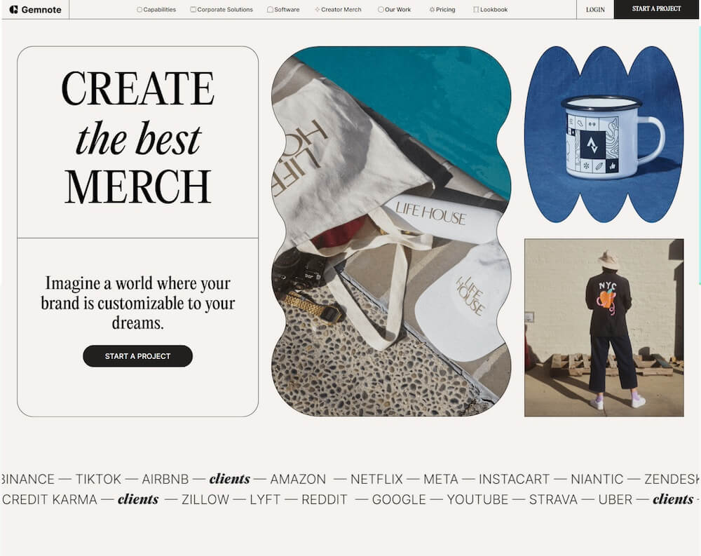 A page from the Gemnote website demonstrating the use of unique aesthetics in SaaS website design.