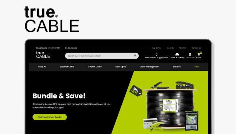 the website home page for trueCABLE.