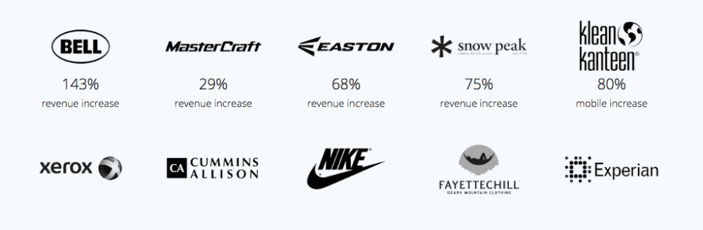 The Good leveraging social proof by sharing client logos with increase in revenue indicated in the company website