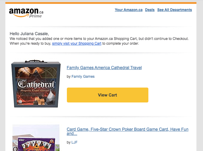 amazon transactional email example