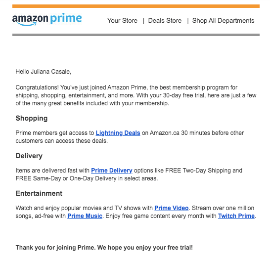 amazon subscription activation email