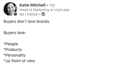 tweet screenshot from katie mitchell on customer experience