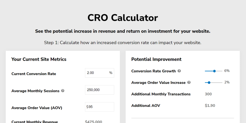 cro calculator that addresses cro misconceptions about the effectiveness and ROI of CRO