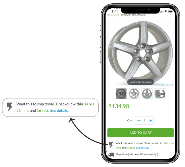 Wheelership uses shipping to create urgency