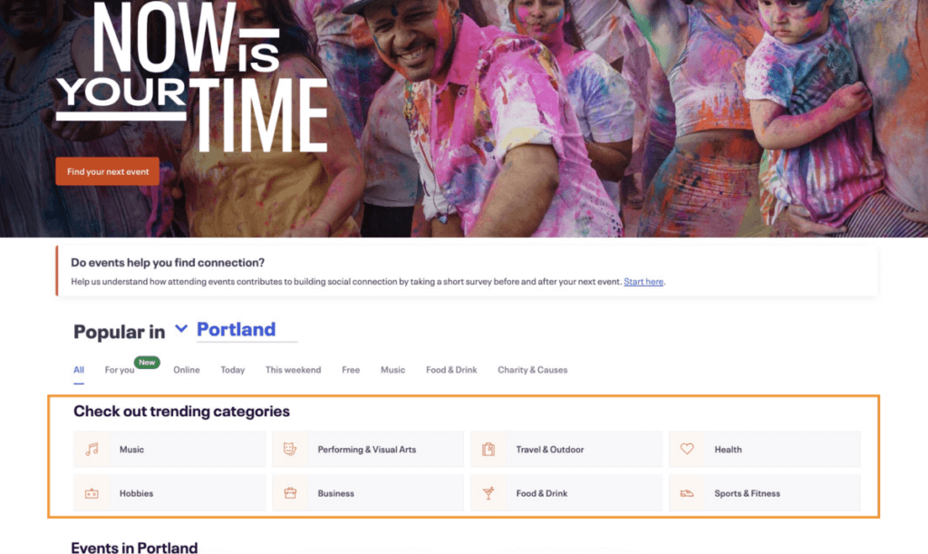 exposed categories on website