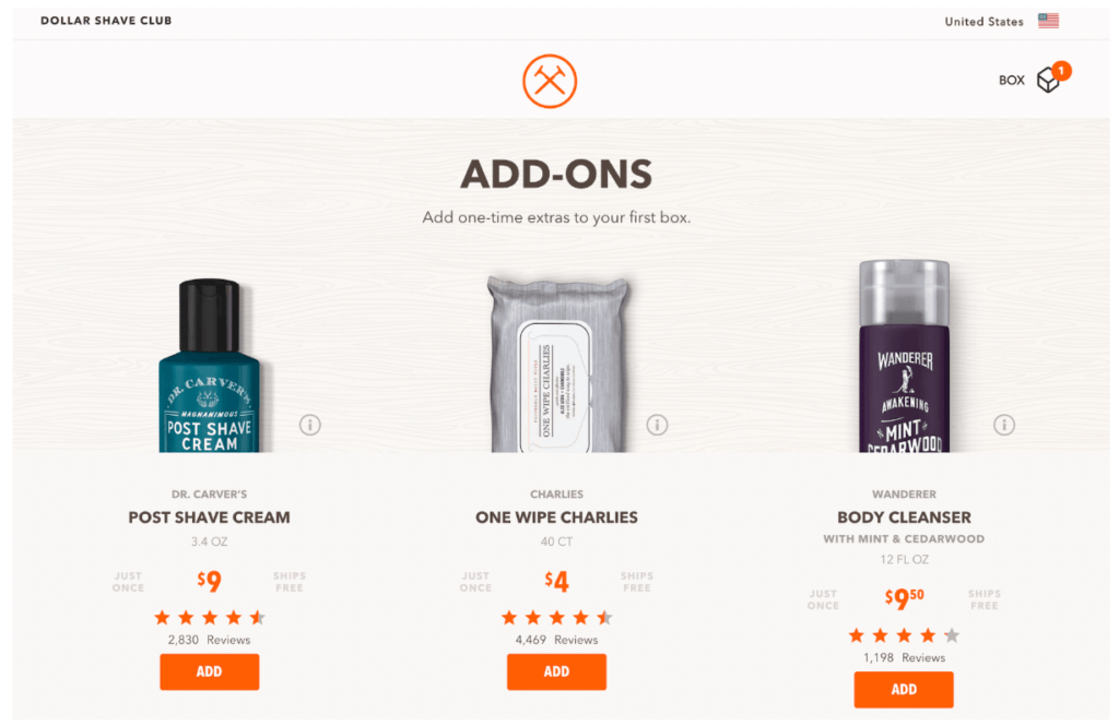 Dollar shave club cross sell vs upsell