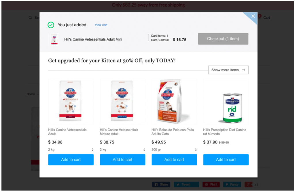 cat food upsell to a better product