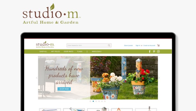 Photo of Studio M website and logo