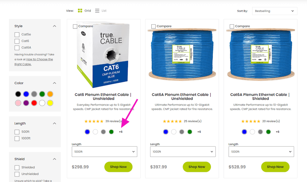 the re-designed trueCABLE product page after working with The Good.